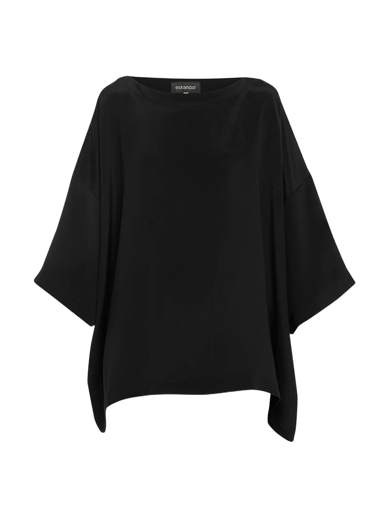 Eskandar Three-Quarter Sleeve Bateau Neck Tunic Top (Long)