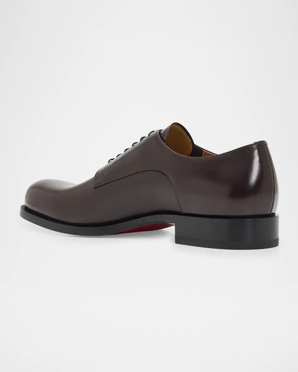Christian Louboutin Men's Moustachou Red-Sole Leather Derby Shoes | Thumbnail 4 Christian Louboutin Men's Moustachou Red-Sole Leather Derby Shoes | Thumbnail 4