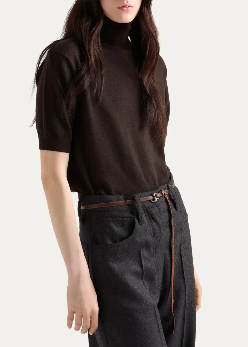 Prada Turtleneck Superfine Cashmere Short-Sleeve Sweater | Thumbnail 4 Prada Turtleneck Superfine Cashmere Short-Sleeve Sweater | Thumbnail 4