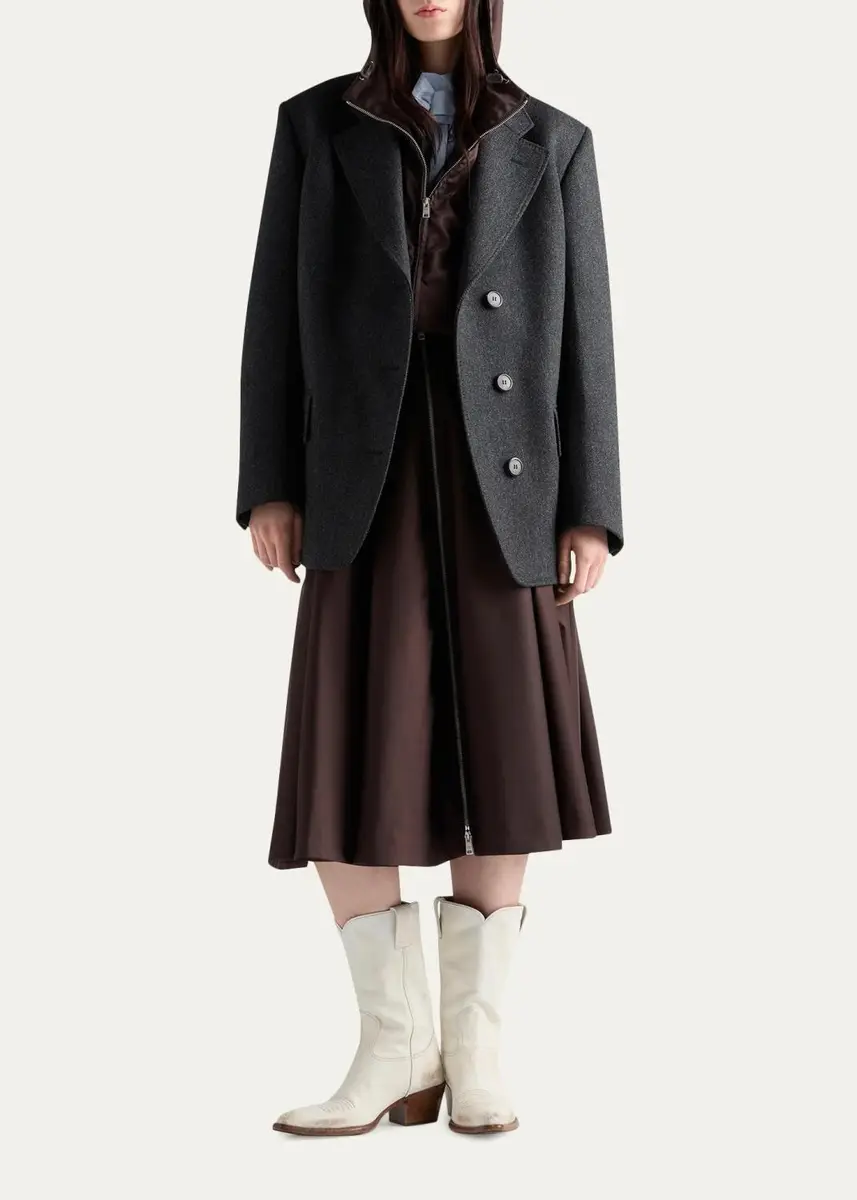 Prada Re-Nylon Zip-Front Midi Skirt | Thumbnail 2 Prada Re-Nylon Zip-Front Midi Skirt | Thumbnail 2