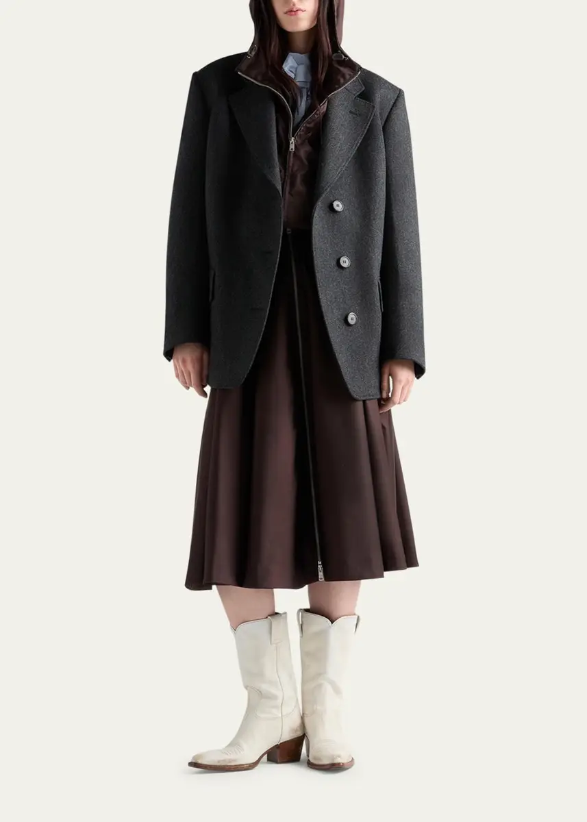 Prada Re-Nylon Zip-Front Midi Skirt | Thumbnail 6 Prada Re-Nylon Zip-Front Midi Skirt | Thumbnail 6