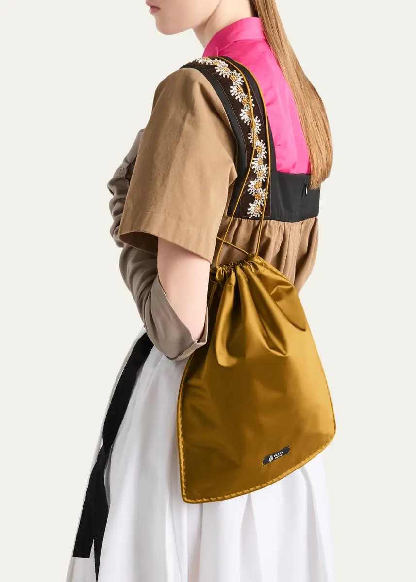 Prada Wish Silk Duchesse Drawstring Pouch Bag | Thumbnail 6 Prada Wish Silk Duchesse Drawstring Pouch Bag | Thumbnail 6