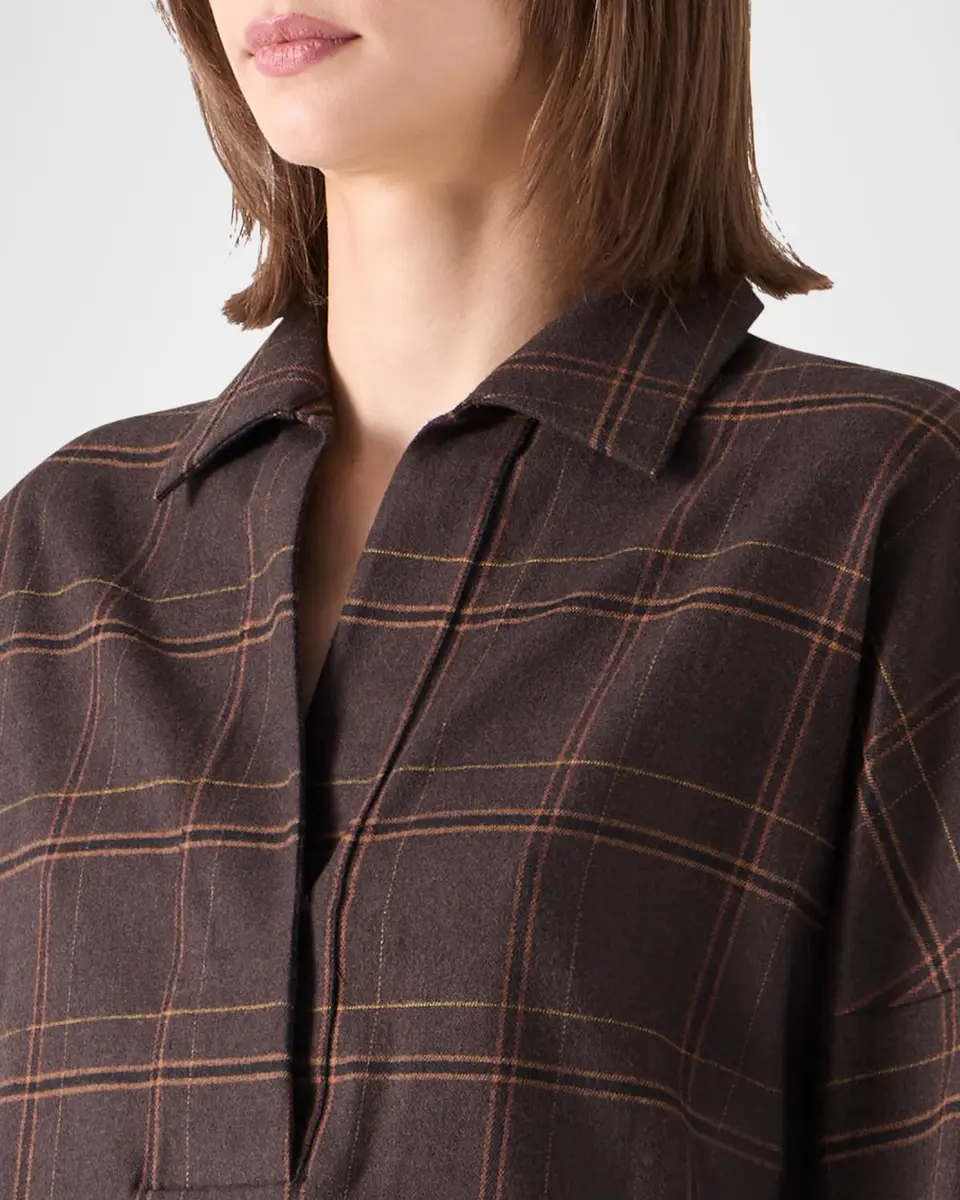 Akris punto Blanket Checked Wool-Blend Flannel Blouse | Thumbnail 5 Akris punto Blanket Checked Wool-Blend Flannel Blouse | Thumbnail 5