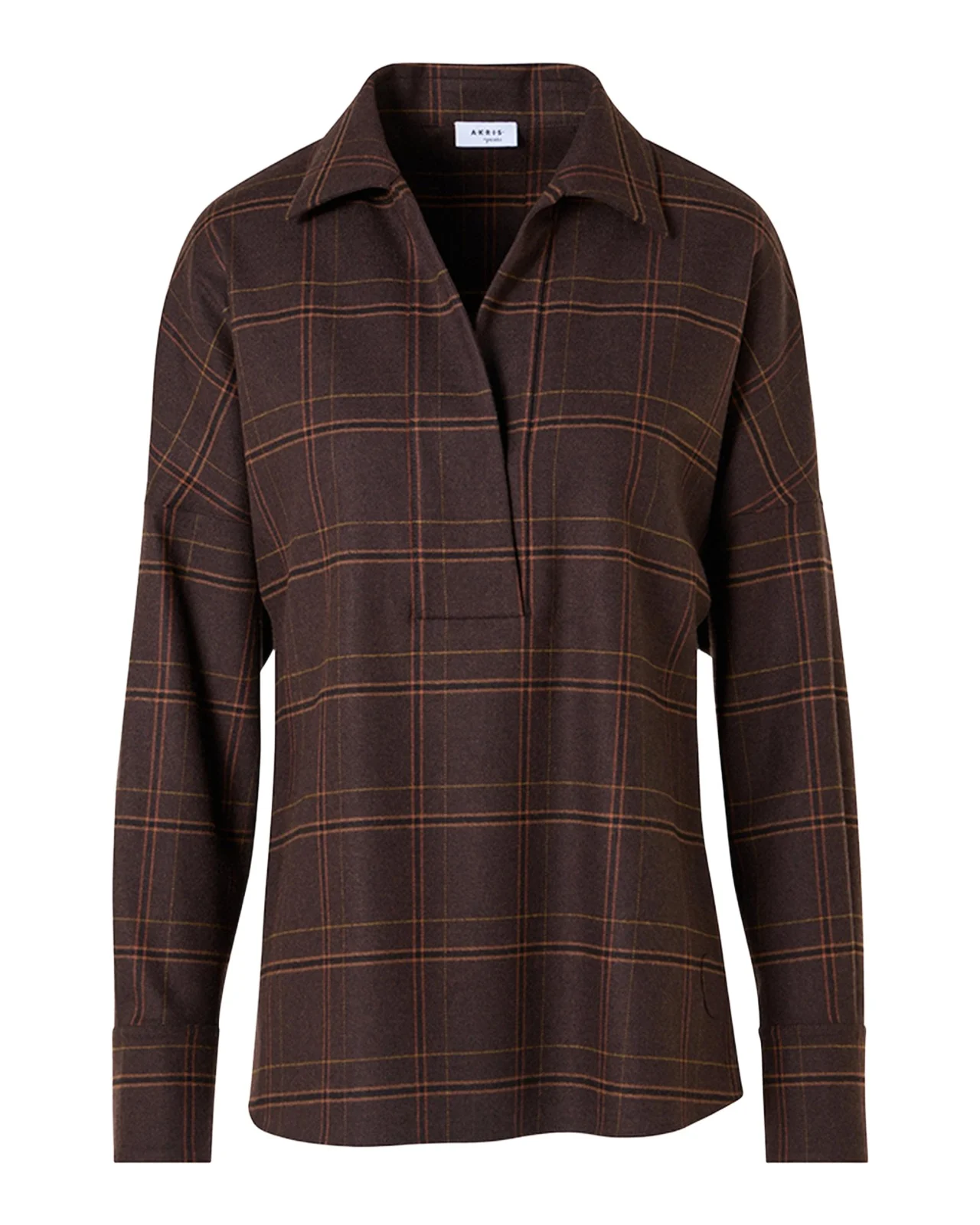 Akris punto Blanket Checked Wool-Blend Flannel Blouse