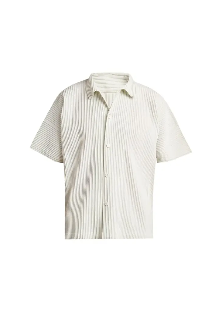 Homme Plissé Issey Miyake Men's Monthly Colors July Pleated Short-Sleeve Shirt | Image 1 Homme Plissé Issey Miyake Men's Monthly Colors July Pleated Short-Sleeve Shirt | Image 1