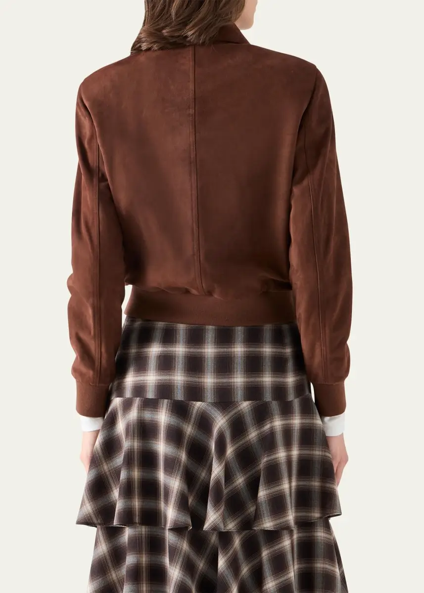 Akris punto Suede Bomber Short Jacket | Thumbnail 3