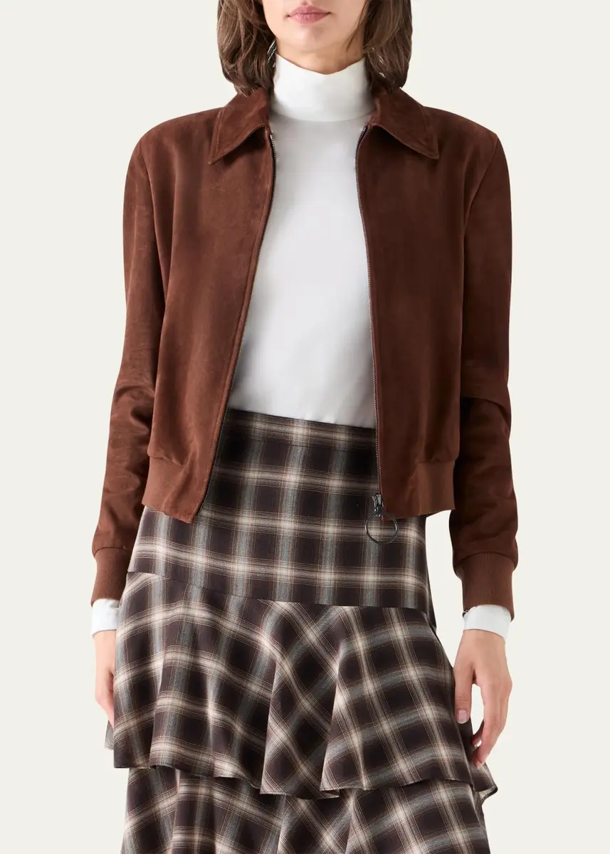 Akris punto Suede Bomber Short Jacket | Thumbnail 4