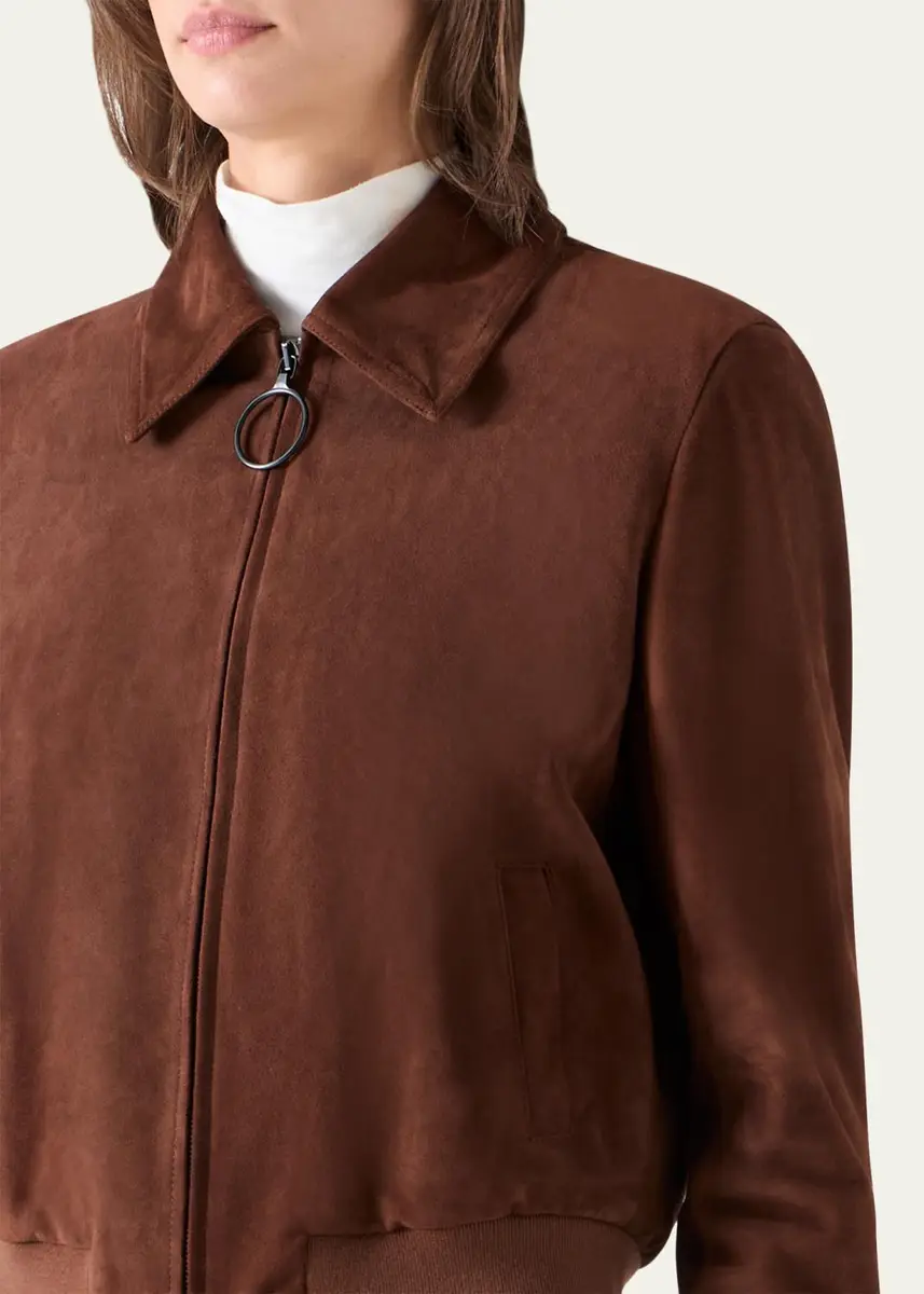 Akris punto Suede Bomber Short Jacket | Thumbnail 5