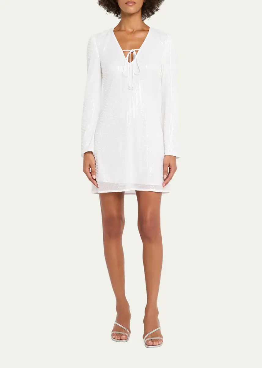 Toccin Raine Sequined Flared-Sleeve Mini Dress Coverup | Thumbnail 2 Toccin Raine Sequined Flared-Sleeve Mini Dress Coverup | Thumbnail 2
