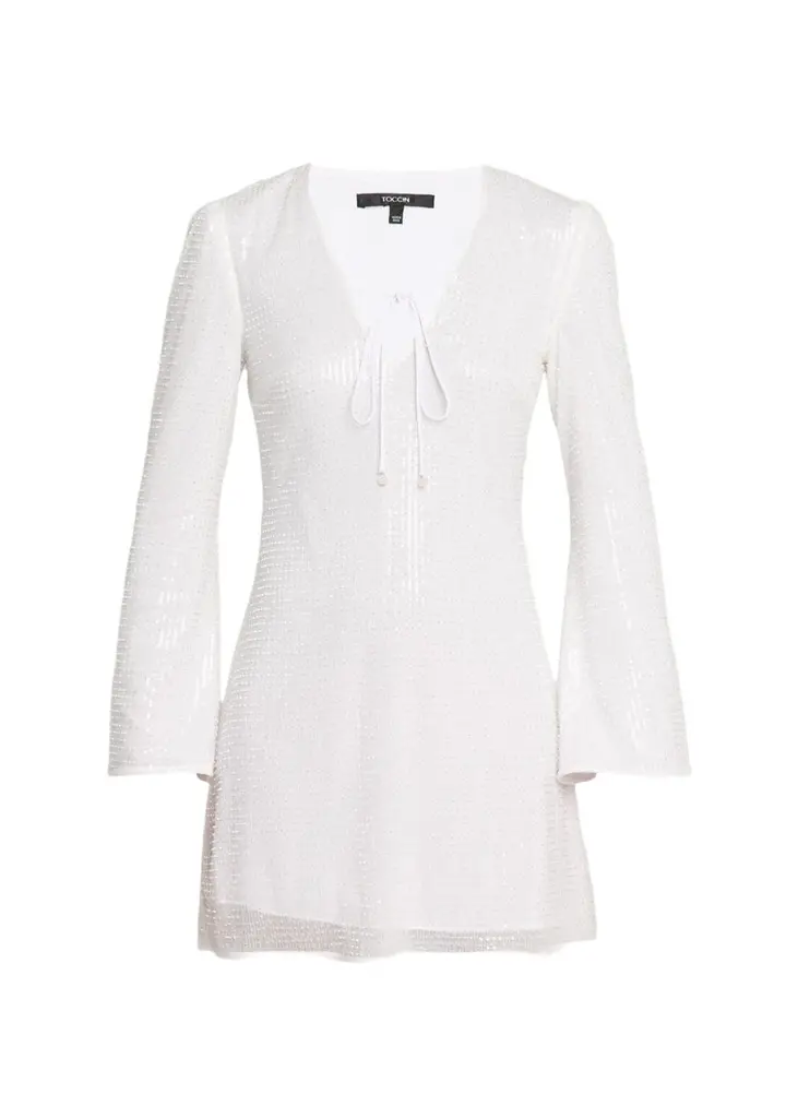 Toccin Raine Sequined Flared-Sleeve Mini Dress Coverup | Image 1 Toccin Raine Sequined Flared-Sleeve Mini Dress Coverup | Image 1