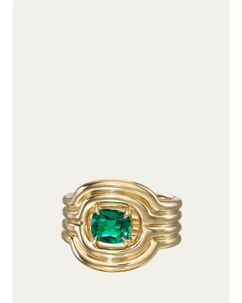 Melissa Kaye 18K Rocky Rae Pinky Ring with Emerald | Image 1 Melissa Kaye 18K Rocky Rae Pinky Ring with Emerald | Image 1