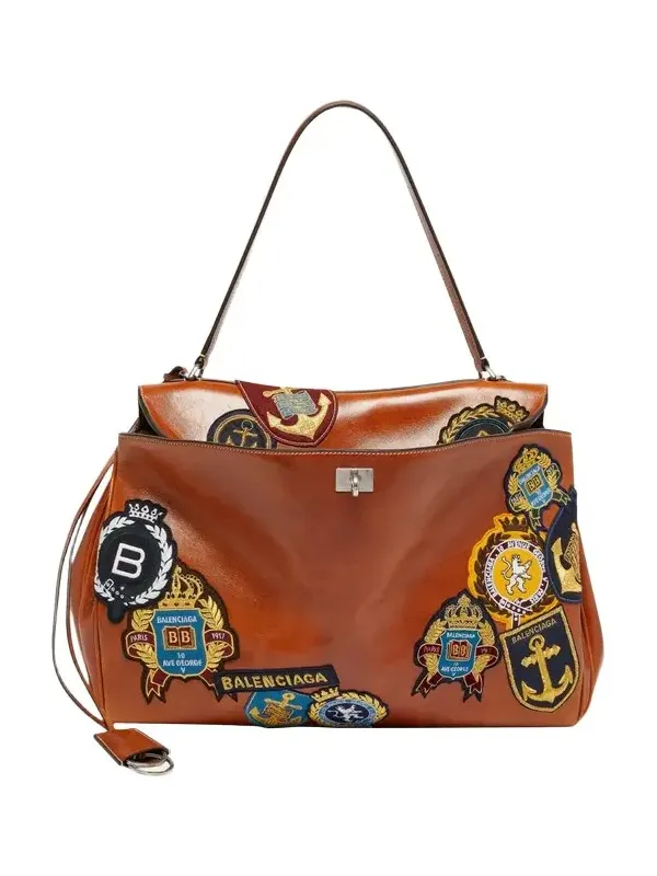 Balenciaga Men's Rodeo Multi-Patch Leather Top-Handle Bag