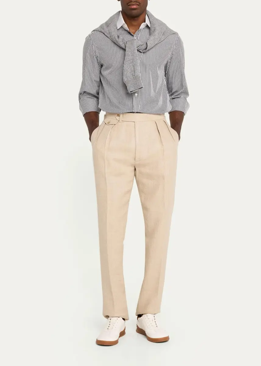 Ralph Lauren Purple Label Men's Pleated Tapered-Leg Trousers | Thumbnail 2 Ralph Lauren Purple Label Men's Pleated Tapered-Leg Trousers | Thumbnail 2