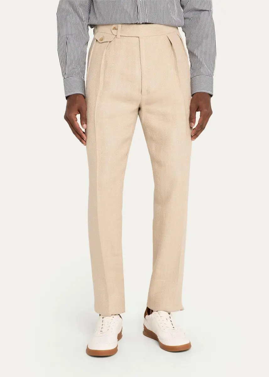 Ralph Lauren Purple Label Men's Pleated Tapered-Leg Trousers | Thumbnail 4 Ralph Lauren Purple Label Men's Pleated Tapered-Leg Trousers | Thumbnail 4