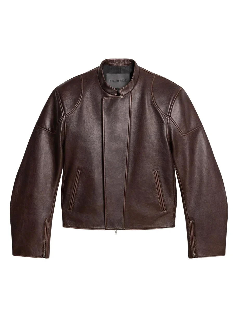 Helmut Lang Men's Leather Concealed-Zip Moto Jacket