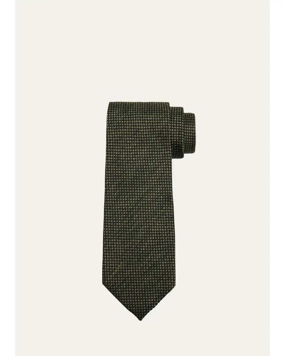 Tom Ford Men's Micro-Geometric Woven Silk Tie | Thumbnail 3 Tom Ford Men's Micro-Geometric Woven Silk Tie | Thumbnail 3