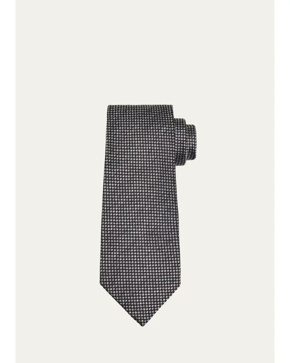 Tom Ford Men's Micro-Geometric Woven Silk Tie | Image 1 Tom Ford Men's Micro-Geometric Woven Silk Tie | Image 1