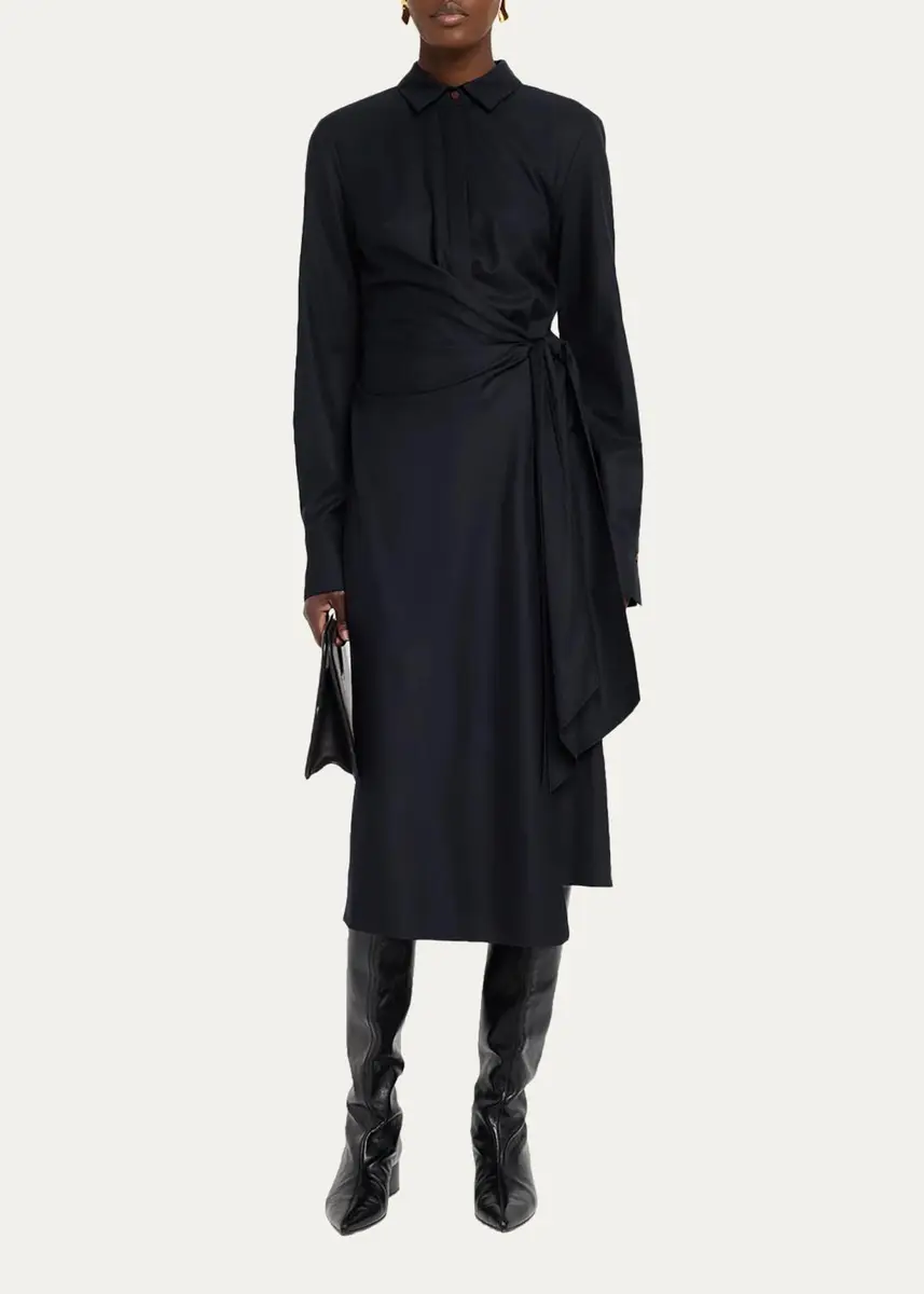 Lafayette 148 New York Wool Wrap Midi Shirtdress | Thumbnail 2 Lafayette 148 New York Wool Wrap Midi Shirtdress | Thumbnail 2