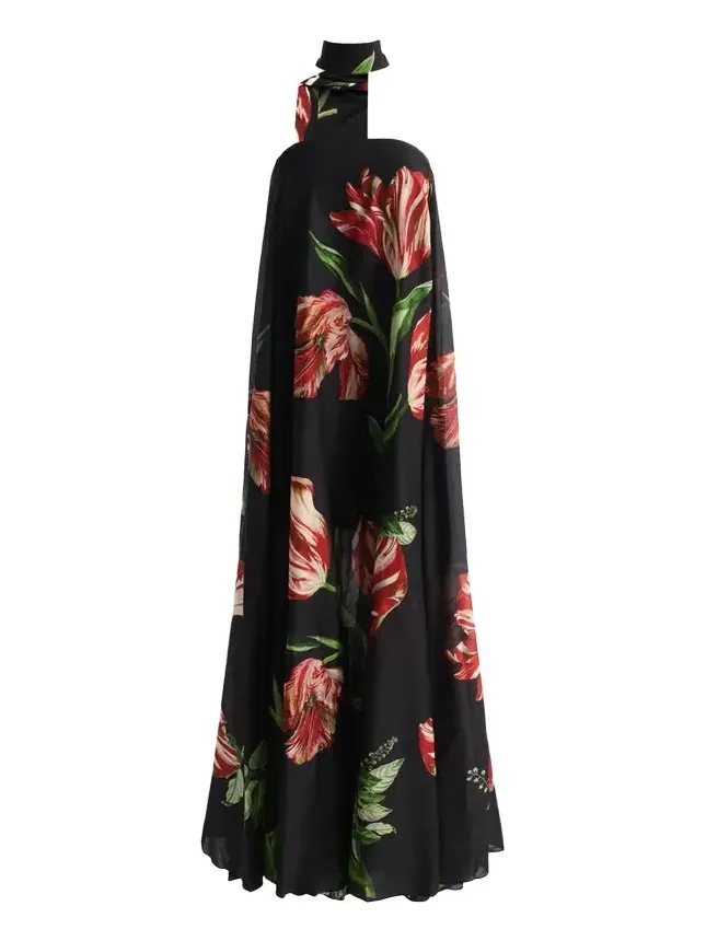 Alice + Olivia Maricela Floral Scarf Maxi Dress