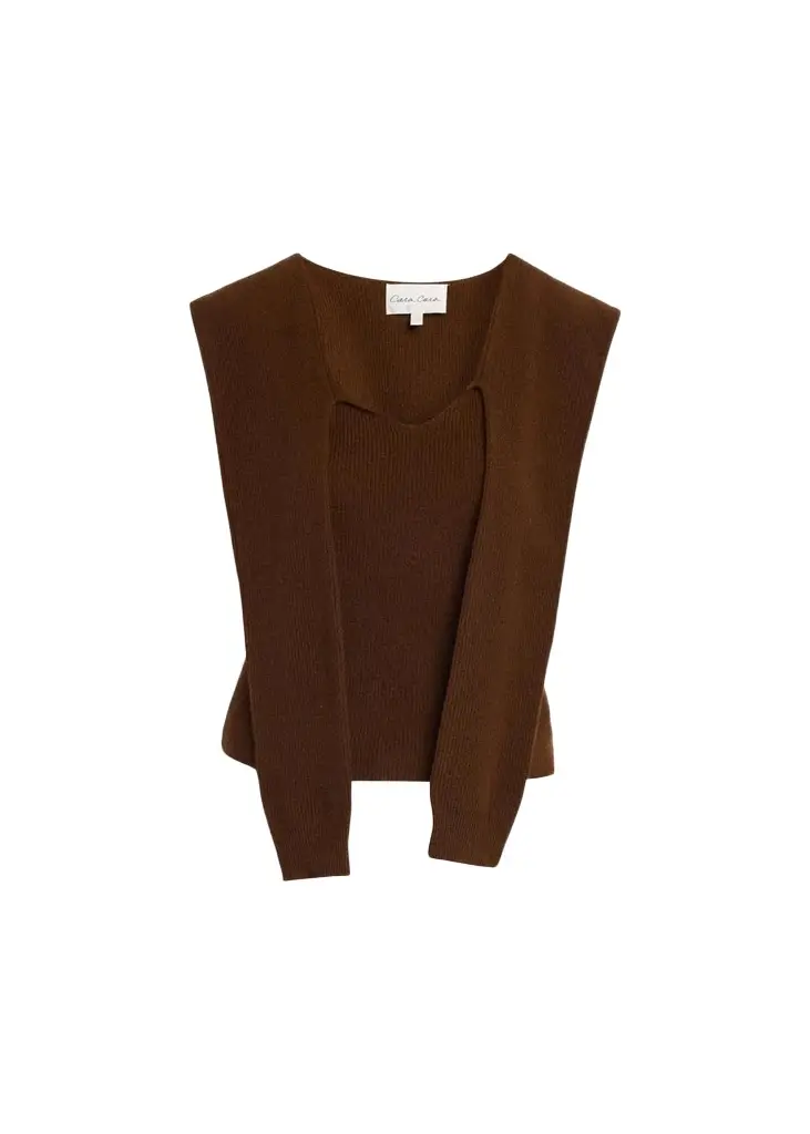 Cara Cara Ember Fitted V-Neck Combo Top | Image 1 Cara Cara Ember Fitted V-Neck Combo Top | Image 1