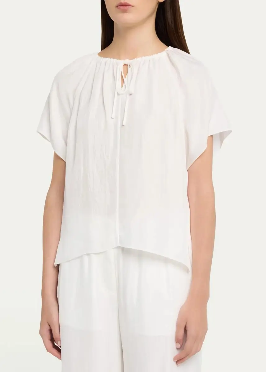 Theory Draped Front-Tie Blouse | Thumbnail 4