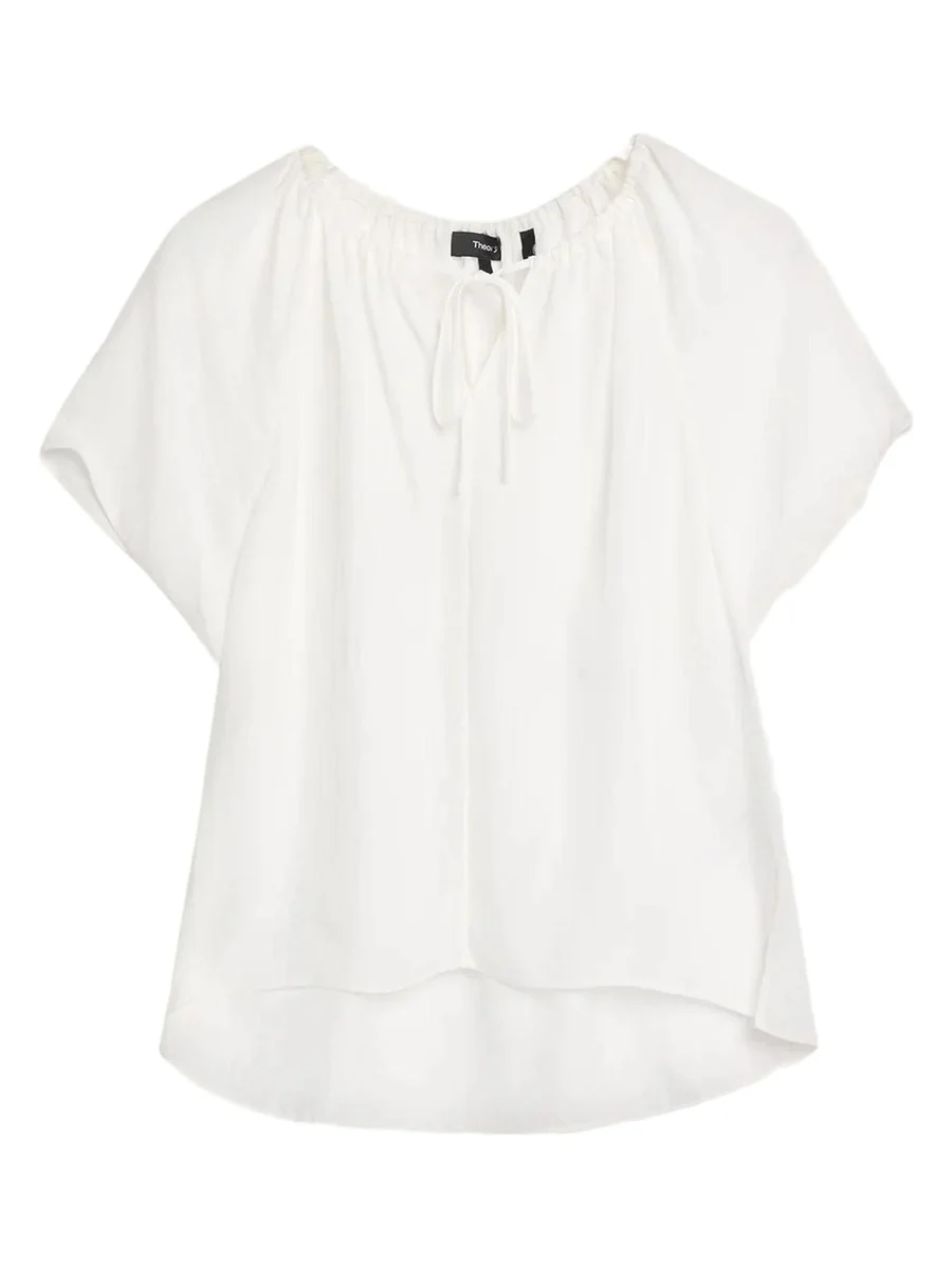 Draped Front-Tie Blouse