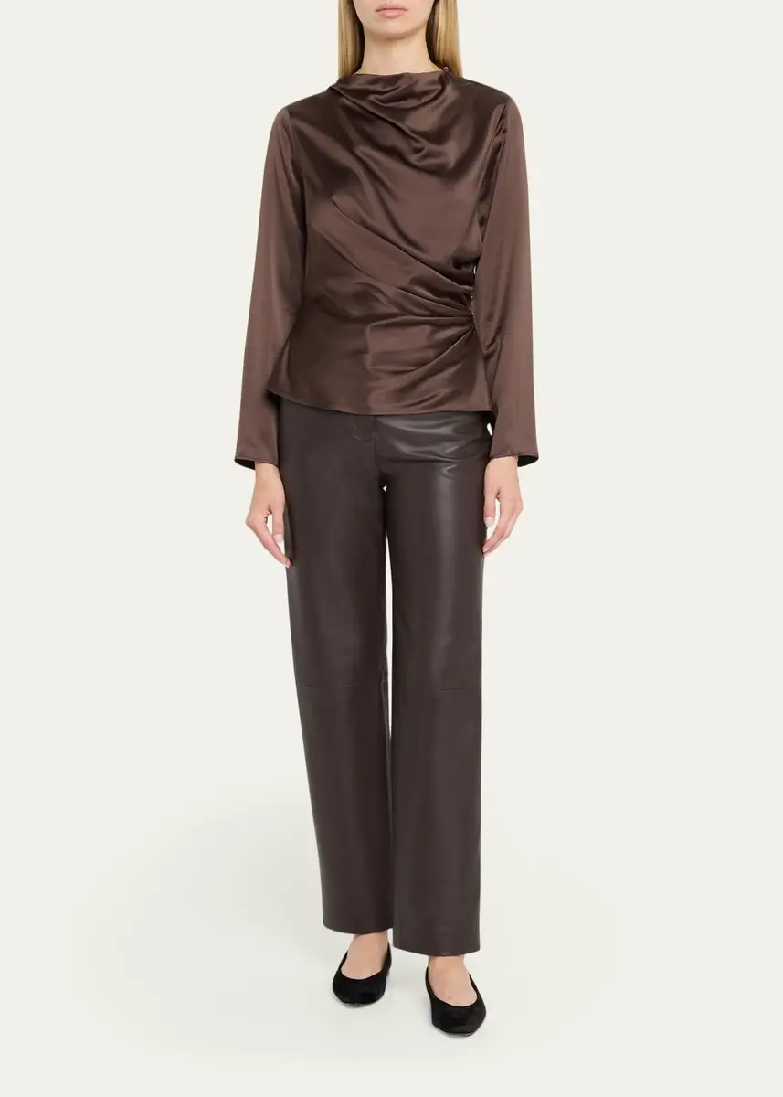 Loulou de Saison Cobe Leather Straight-Leg Pants | Thumbnail 2 Loulou de Saison Cobe Leather Straight-Leg Pants | Thumbnail 2