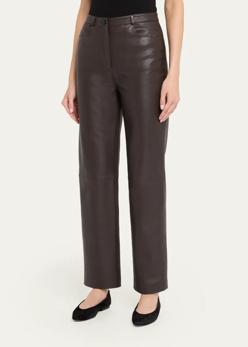 Loulou de Saison Cobe Leather Straight-Leg Pants | Thumbnail 4 Loulou de Saison Cobe Leather Straight-Leg Pants | Thumbnail 4