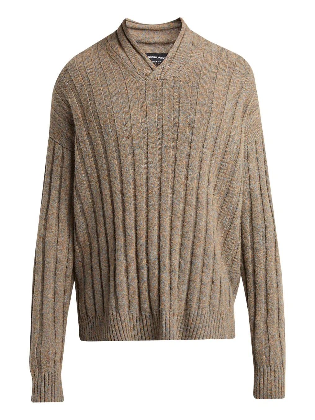 Giorgio Armani Men's Ribbed-Knit Wool Shawl-Collar Sweater