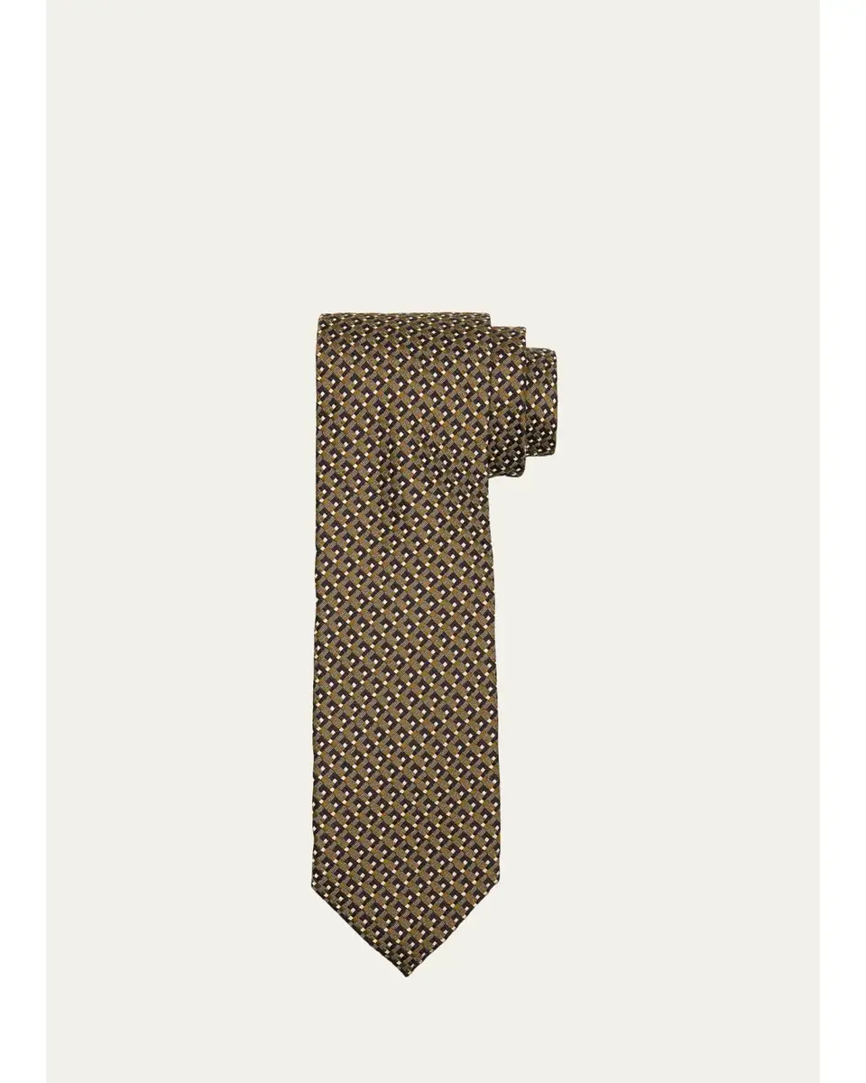 Tom Ford Men's Check Square Dot Silk Tie | Image 1 Tom Ford Men's Check Square Dot Silk Tie | Image 1