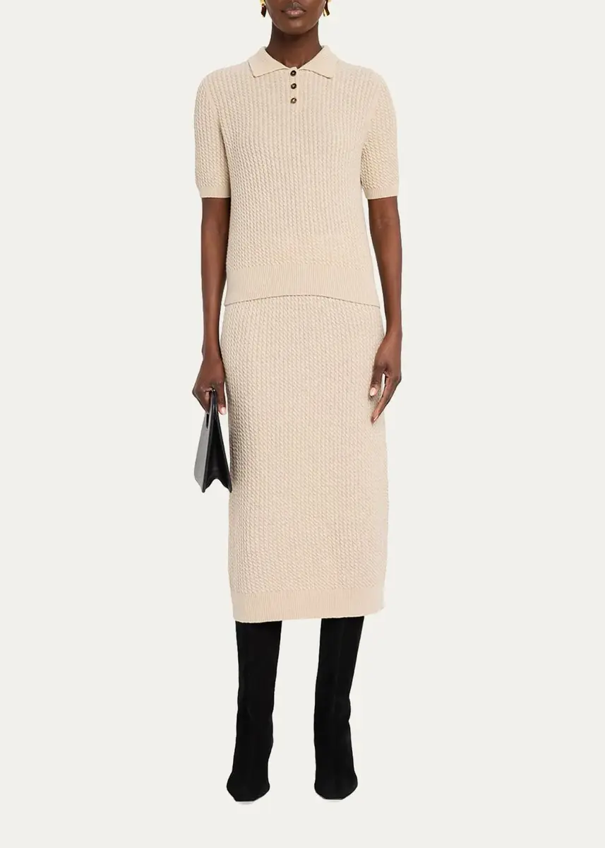 Lafayette 148 New York Cable-Knit Cashmere Midi Skirt | Thumbnail 2