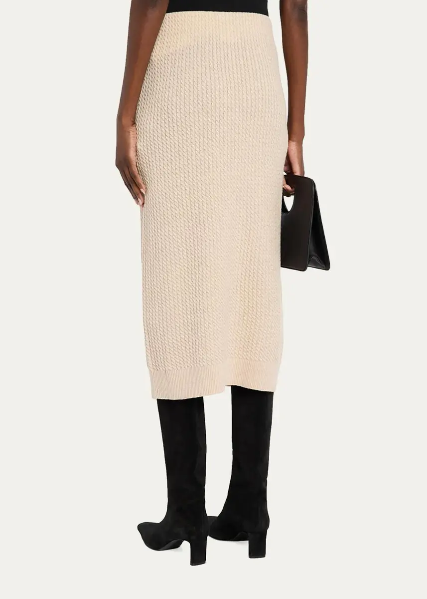 Lafayette 148 New York Cable-Knit Cashmere Midi Skirt | Thumbnail 3