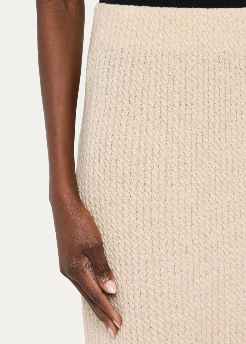 Lafayette 148 New York Cable-Knit Cashmere Midi Skirt | Thumbnail 5