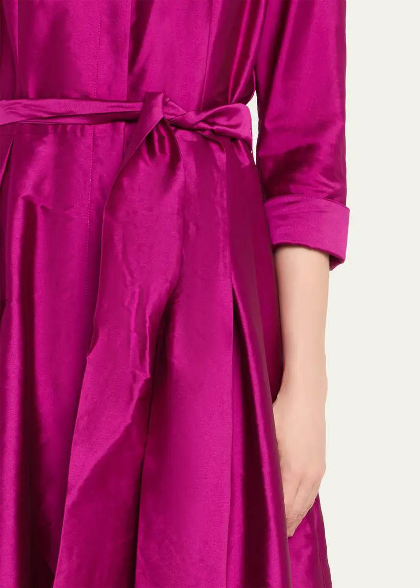 Rickie Freeman for Teri Jon 3/4-Sleeve Taffeta Shirtdress Gown | Thumbnail 13 Rickie Freeman for Teri Jon 3/4-Sleeve Taffeta Shirtdress Gown | Thumbnail 13