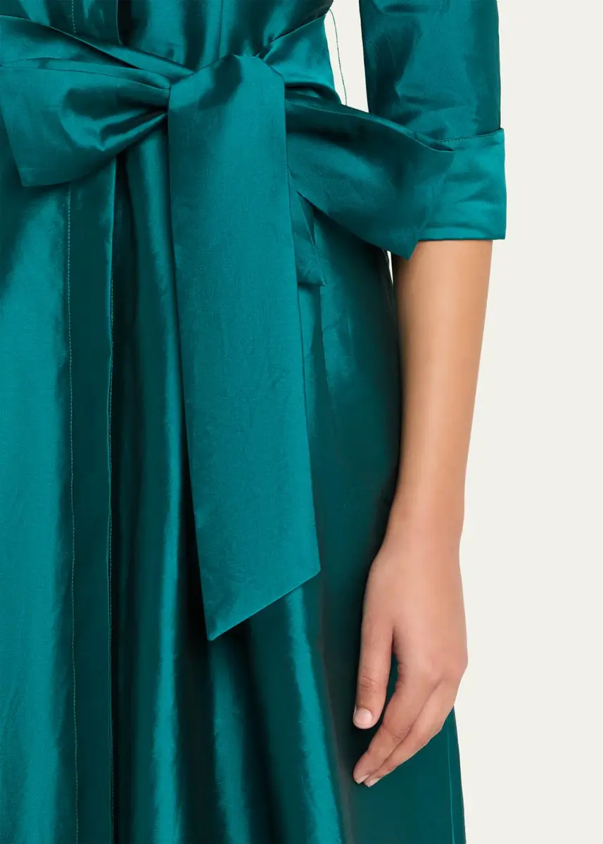Rickie Freeman for Teri Jon 3/4-Sleeve Taffeta Shirtdress Gown | Thumbnail 5 Rickie Freeman for Teri Jon 3/4-Sleeve Taffeta Shirtdress Gown | Thumbnail 5