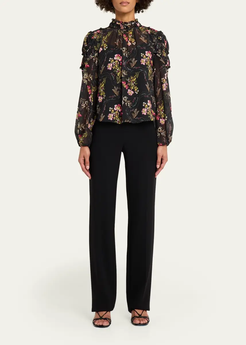 Cinq à Sept Long-Sleeve Love Letter Floral Blouse | Thumbnail 2