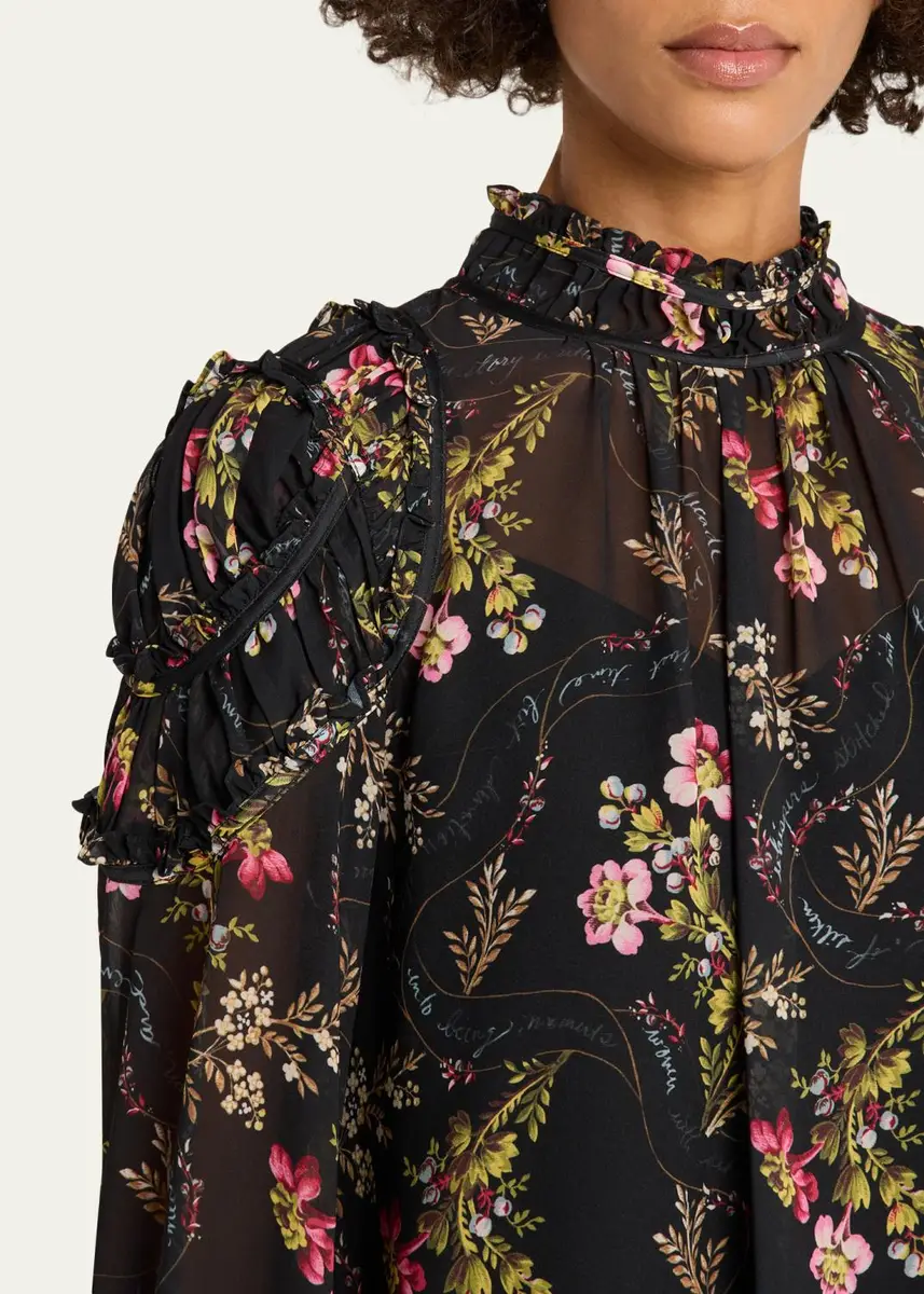 Cinq à Sept Long-Sleeve Love Letter Floral Blouse | Thumbnail 5
