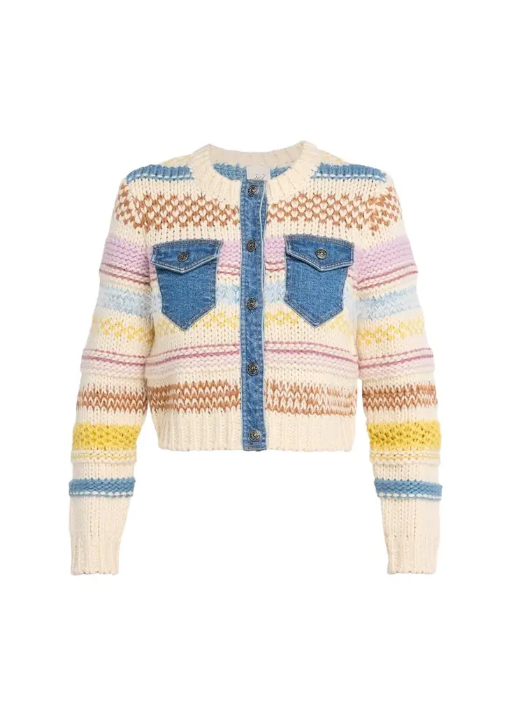 Cinq à Sept Suki Denim & Wool Combo Cardigan | Image 1 Cinq à Sept Suki Denim & Wool Combo Cardigan | Image 1