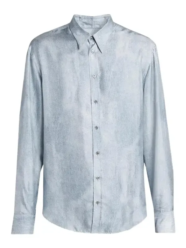 Giorgio Armani Men's Blur Printed Silk Shirt