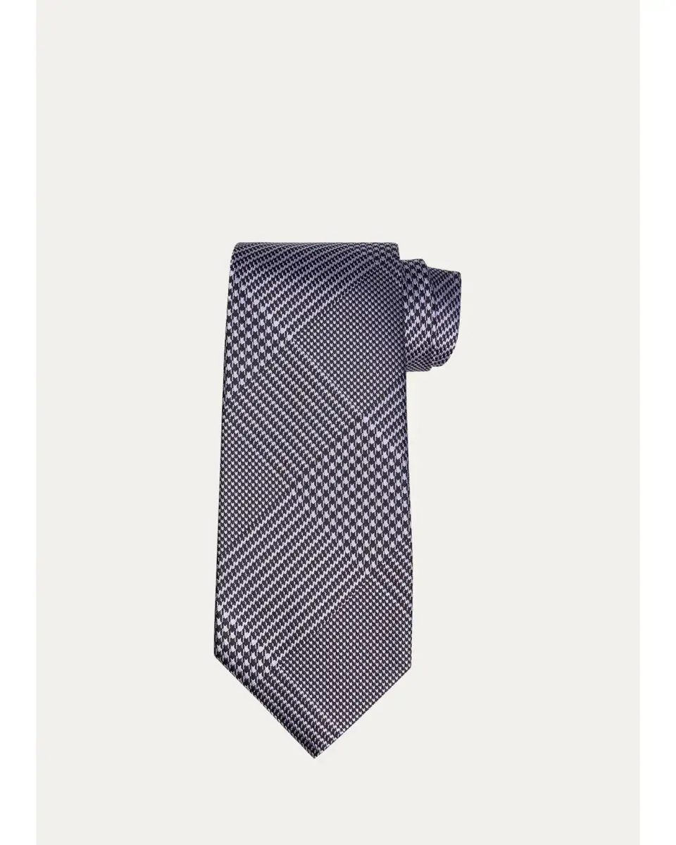 Tom Ford Men's Glen Plaid Linen Tie | Image 1 Tom Ford Men's Glen Plaid Linen Tie | Image 1