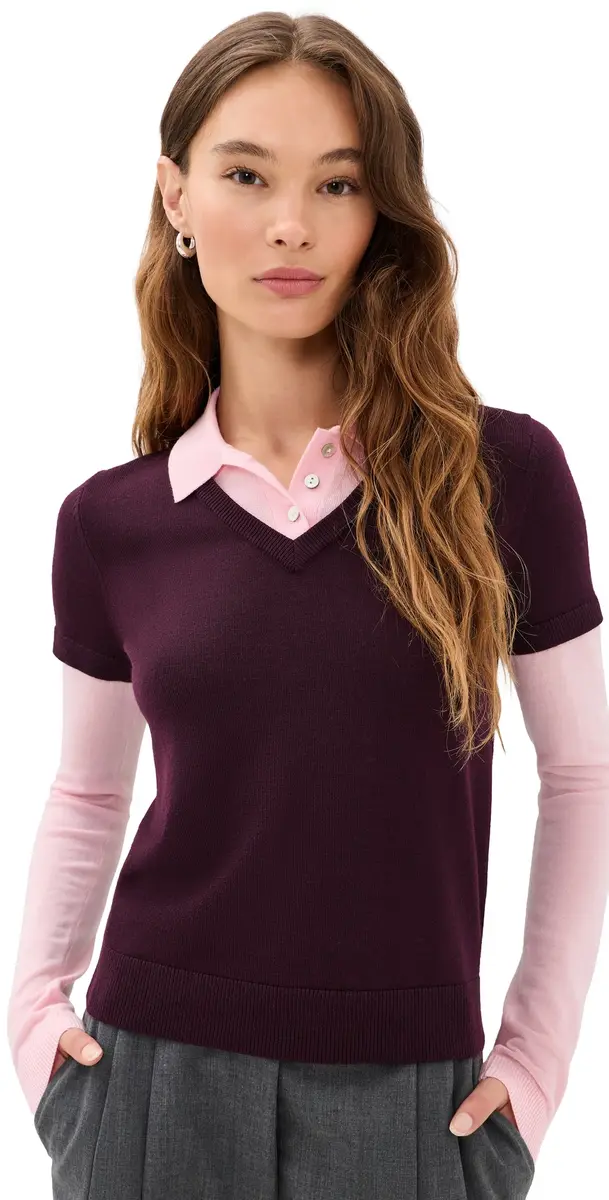 Sandy Liang ottie Sweater Burgundy | Image 1 Sandy Liang ottie Sweater Burgundy | Image 1