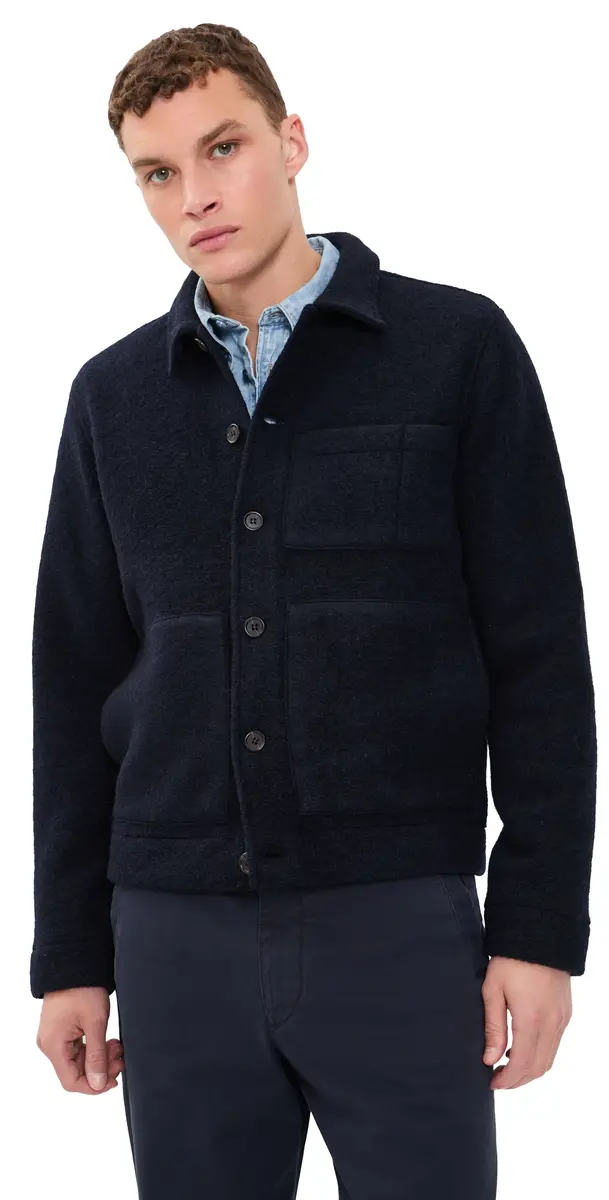 UNIVERSAL WORKS Wool Fleece Uniform Jacket Navy | Image 1 UNIVERSAL WORKS Wool Fleece Uniform Jacket Navy | Image 1