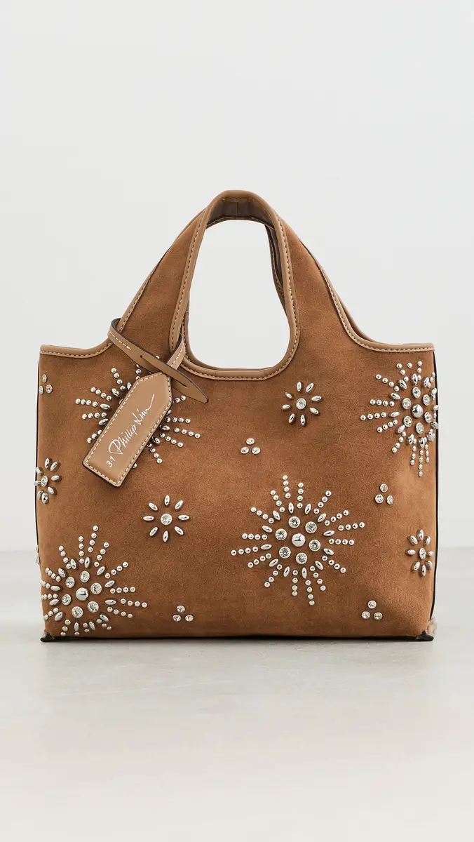 3.1 Phillip Lim Faux Suede Market Tote with Studded Embellishments Sable One Size | Thumbnail 2 3.1 Phillip Lim Faux Suede Market Tote with Studded Embellishments Sable One Size | Thumbnail 2