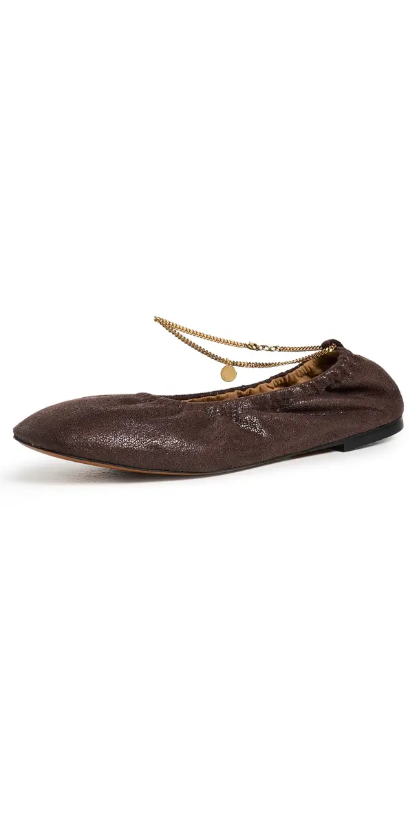 Stella McCartney Ballerina Shaggy Deer Faux Leather Flats Mahogany | Image 1 Stella McCartney Ballerina Shaggy Deer Faux Leather Flats Mahogany | Image 1