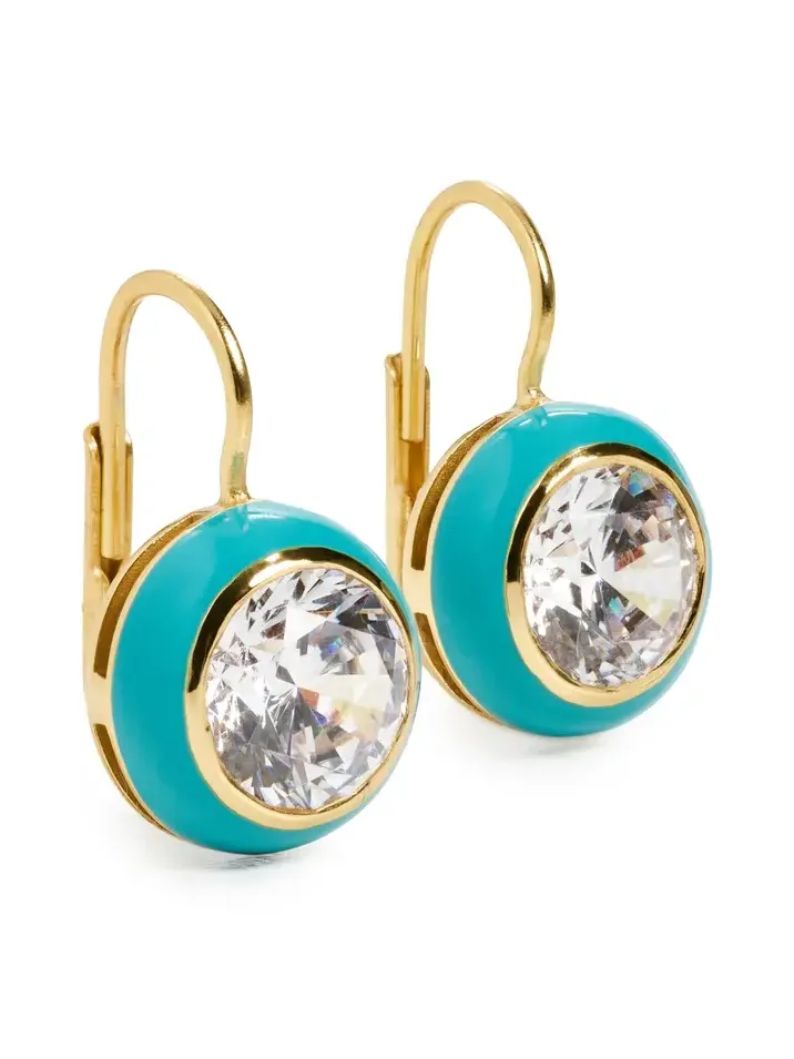 Enamel Bezel Drop Earrings