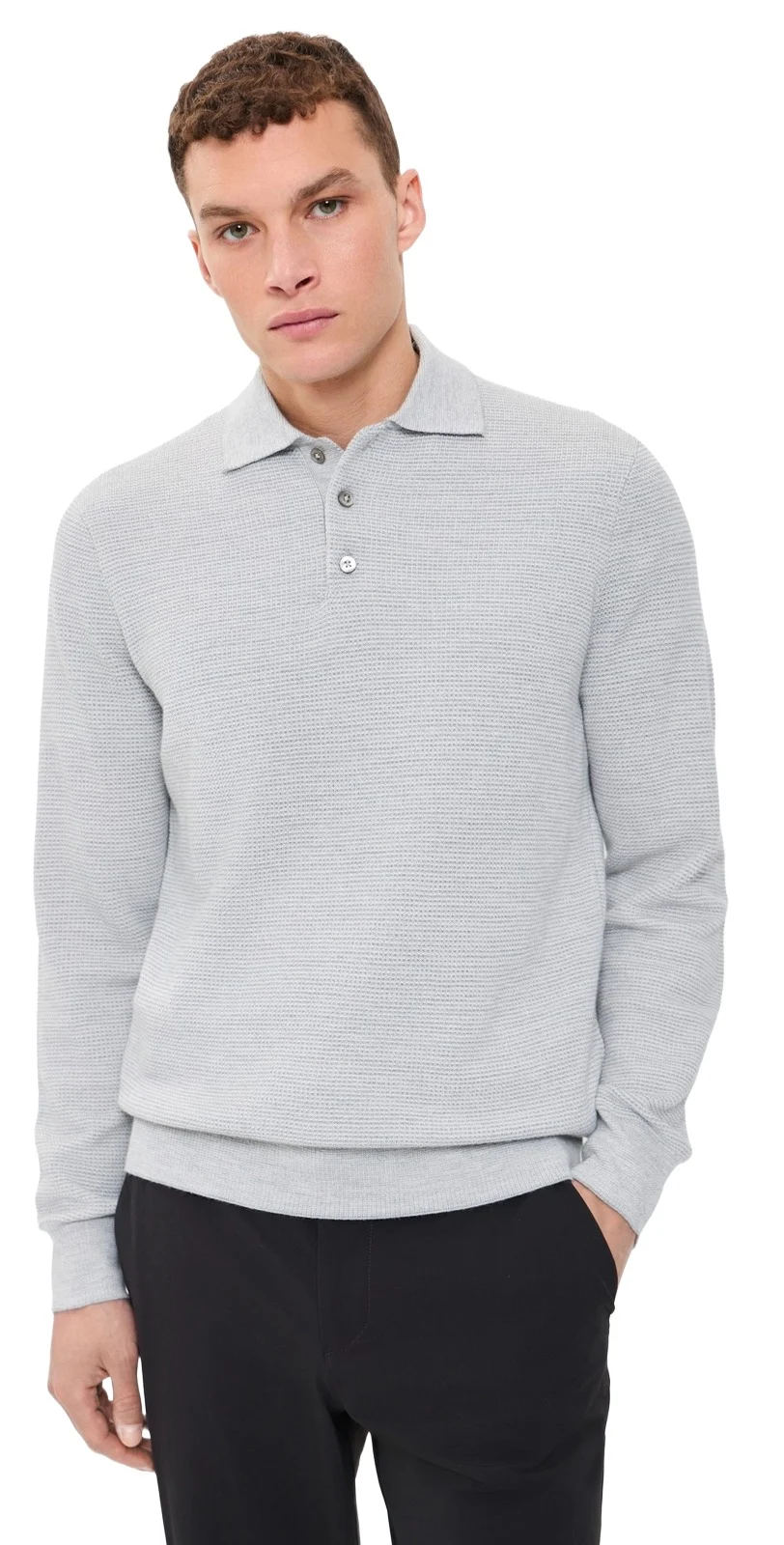 Merino Coolmax Striped Polo Sweater