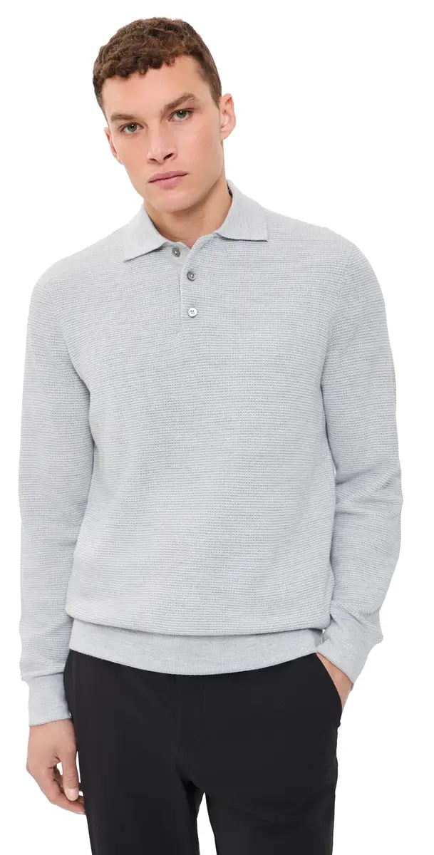 RLX Ralph Lauren Merino Coolmax triped Polo Sweater Grey Combo | Image 1 RLX Ralph Lauren Merino Coolmax triped Polo Sweater Grey Combo | Image 1