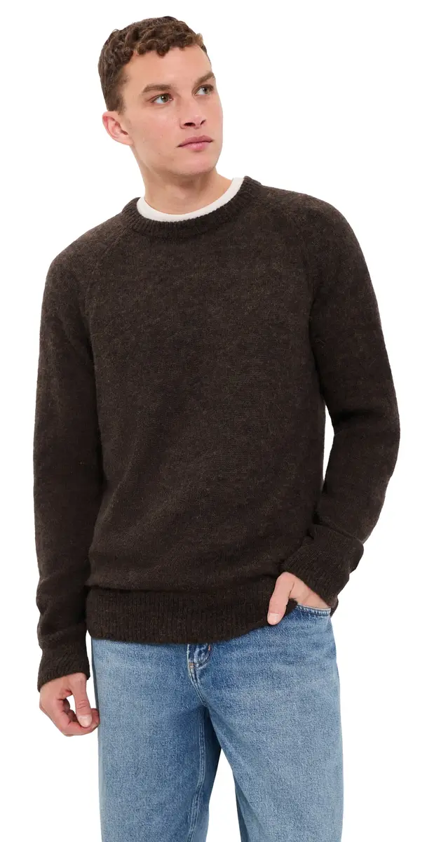 UNIVERSAL WORKS yon Alpaca Knit Crew Sweater Brown | Image 1 UNIVERSAL WORKS yon Alpaca Knit Crew Sweater Brown | Image 1