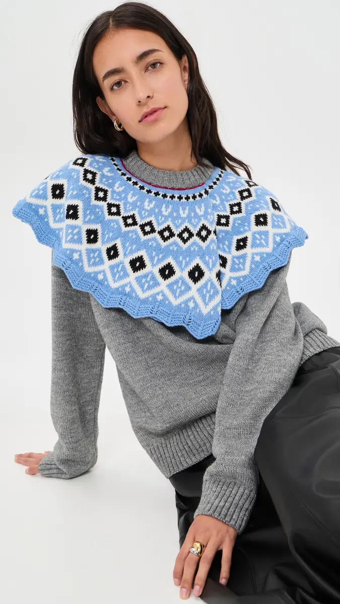 MSGM Fair Isle Cape Sweater | Thumbnail 2 MSGM Fair Isle Cape Sweater | Thumbnail 2