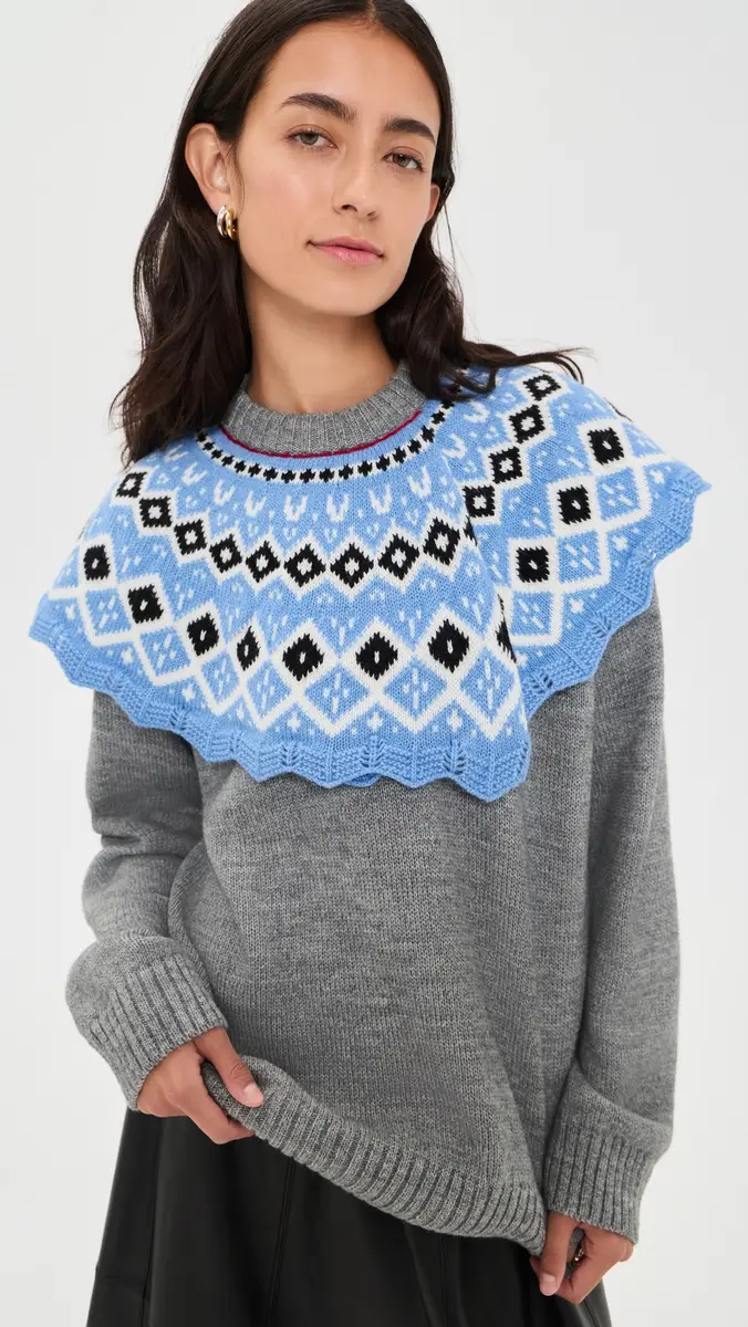 MSGM Fair Isle Cape Sweater | Thumbnail 3 MSGM Fair Isle Cape Sweater | Thumbnail 3